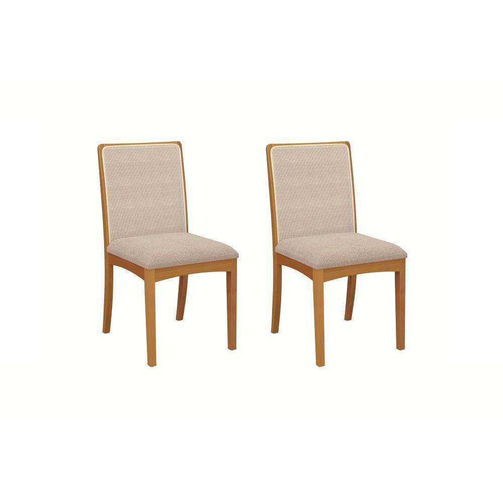 Par De Cadeiras Em Madeira Maciça Kappesberg Lara Linho Mesclado Areia E Tela Bege - 1