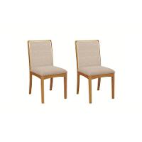 Par De Cadeiras Em Madeira Maciça Kappesberg Lara Linho Mesclado Areia E Tela Bege - 1