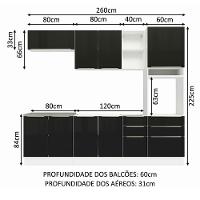 Armário De Cozinha Completa 260cm Branco/preto Lux Madesa - 9