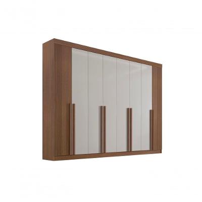 Guarda Roupa Casal 8 Portas Ripado 8 Gavetas Sem Pés Daymont - D Doro Castanho/off White/ripado