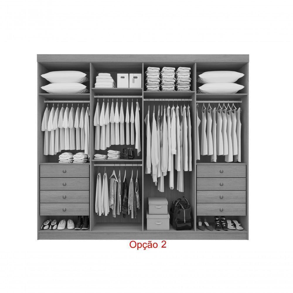 Guarda Roupa Casal 8 Portas Ripado 8 Gavetas Sem Pés Daymont - D Doro Castanho/linho/ripado - 4