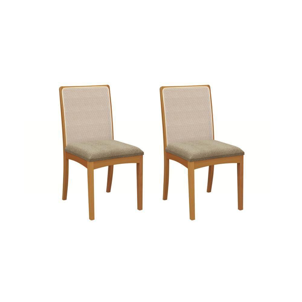 Par De Cadeiras Montadas Kappesberg Em Madeira Maciça Lara Boucle Fendi Tela Bege - 1