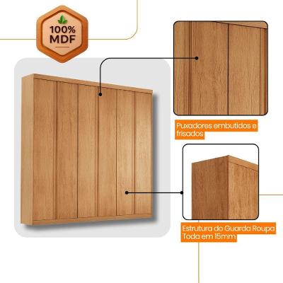 Guarda Roupa Casal Boston 6 Portas de Bater 4 Gavetas MDF