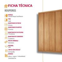 Guarda Roupa Casal Boston 6 Portas 4 Gavetas Moderna Naturalle - 6