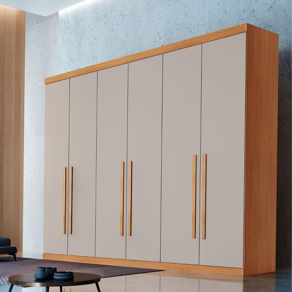 Guarda Roupa Casal Encanto 100% Mdf 6 Portas E 4 Gavetas Ruf Naturalle/off White - 1
