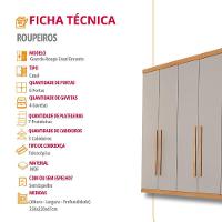 Guarda Roupa Casal Encanto 100% Mdf 6 Portas E 4 Gavetas Ruf Naturalle/off White - 6