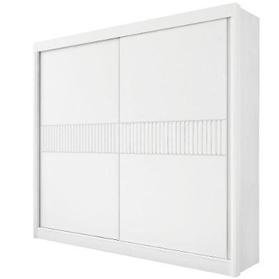 Guarda Roupa Casal Cancun Ripado 2 Portas 6 Gavetas Sem Pés - D Doro Branco/ripado