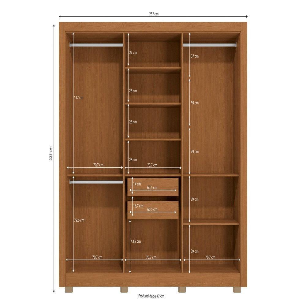 Guarda Roupa Casal Cb02m569 6 Portas E 2 Gavetas Kappesberg Canela - 3