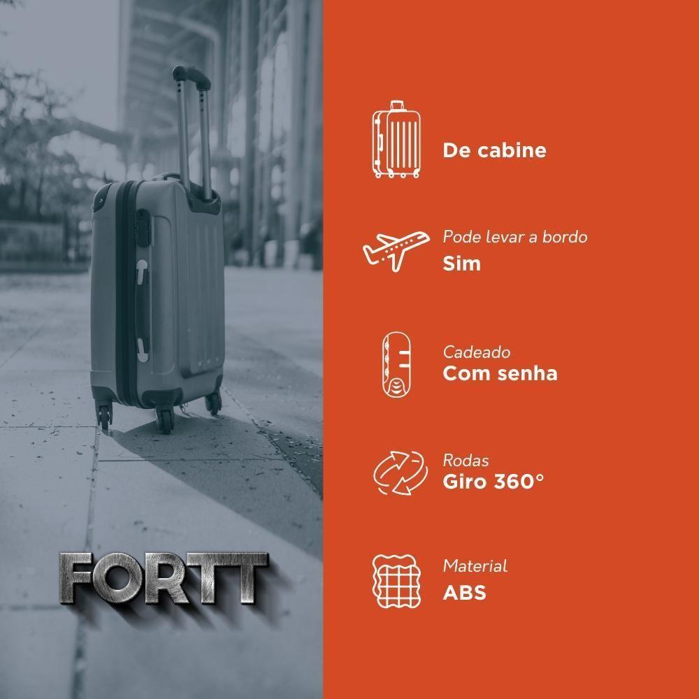 Mala De Bordo ABS 4 Rodas Action Fortt Branca MAB02-BR - 7