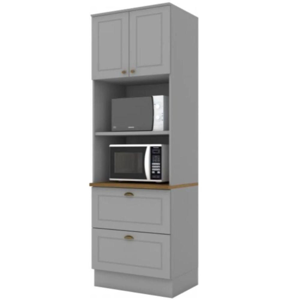 Paneleiro Duplo Americana 2 Portas 2 Gavetas Henn Naturale Cinza - 1