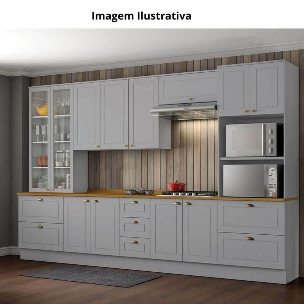 Paneleiro Duplo Americana 2 Portas 2 Gavetas Henn Naturale Cinza - 4