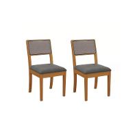 Par De Cadeiras Em Madeira Maciça Kappesberg Lola Chumbo Tela Chumbo - 1