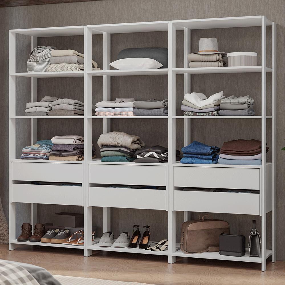 Guarda-roupa Closet Modulado 6 Gavetas 210 Cm Valencia Madesa Branco - 1