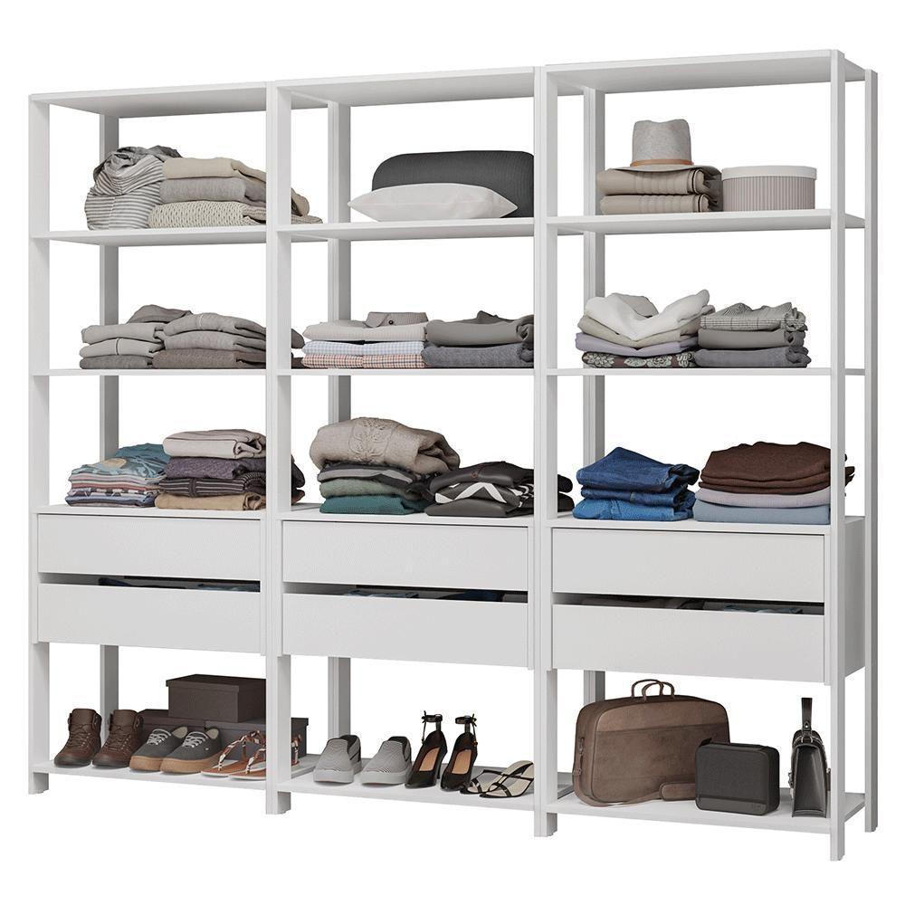 Guarda-roupa Closet Modulado 6 Gavetas 210 Cm Valencia Madesa Branco - 2
