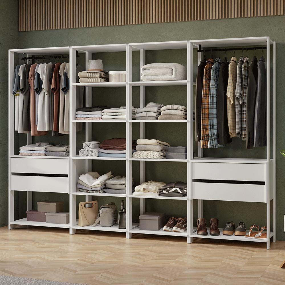 Guarda-roupa Closet Modulado 4 Gavetas 258 Cm Valencia Madesa 02 Branco - 1