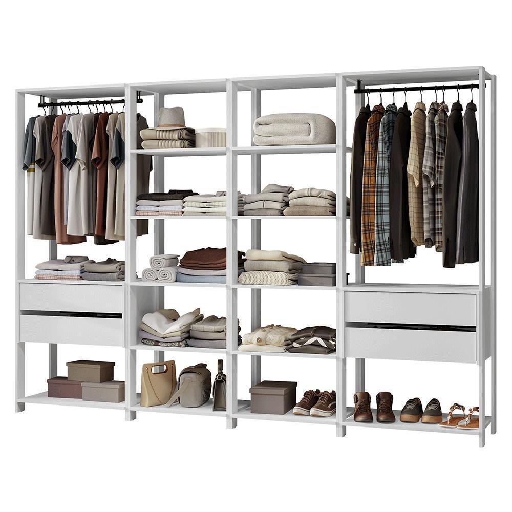 Guarda-roupa Closet Modulado 4 Gavetas 258 Cm Valencia Madesa 02 Branco - 2
