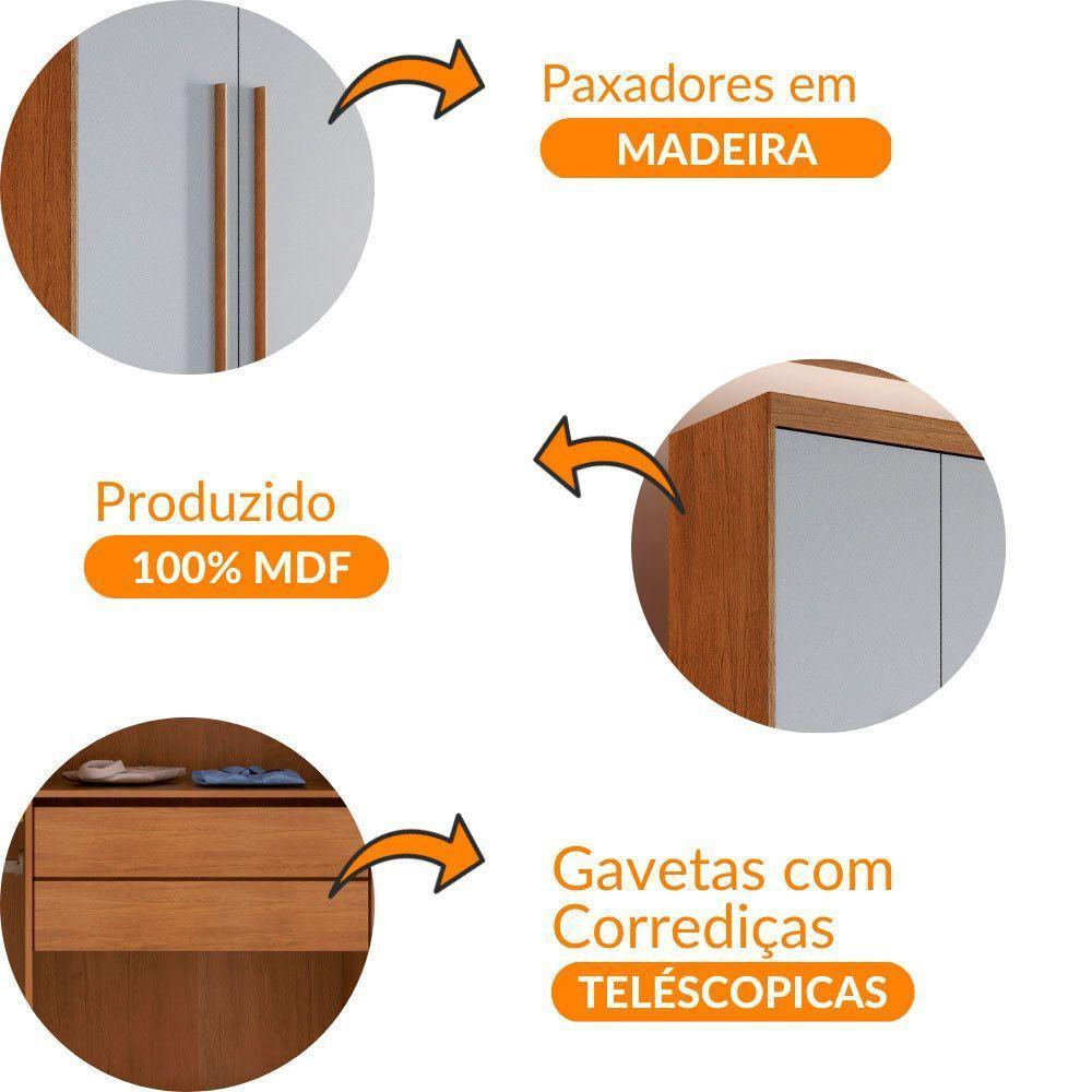 Guarda Roupa Solteiro Heros 4 Portas Com Pés Moderna Imbuia Com Grafite - 6