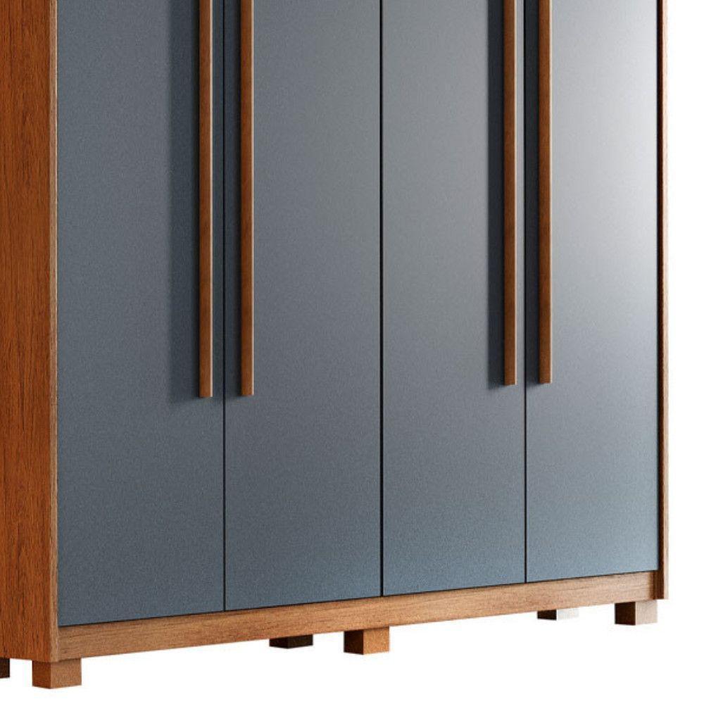 Guarda Roupa Solteiro Heros 4 Portas Com Pés Moderna Imbuia Com Grafite - 7