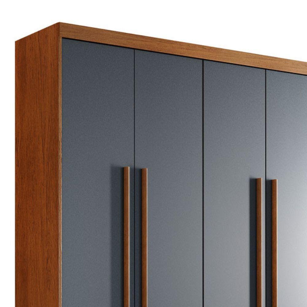 Guarda Roupa Solteiro Heros 4 Portas Com Pés Moderna Imbuia Com Grafite - 8
