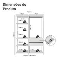 Guarda-roupa Closet Modulado 2 Gavetas 129 Cm Valencia Madesa Branco - 3