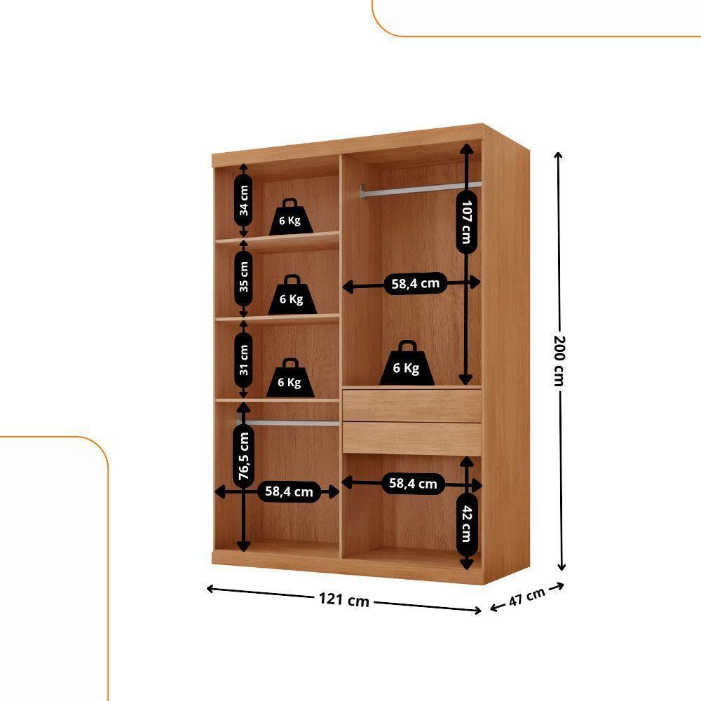 Guarda Roupa Solteiro Heros 4 Portas E 2 Gavetas Moderna Naturalle Off White - 3