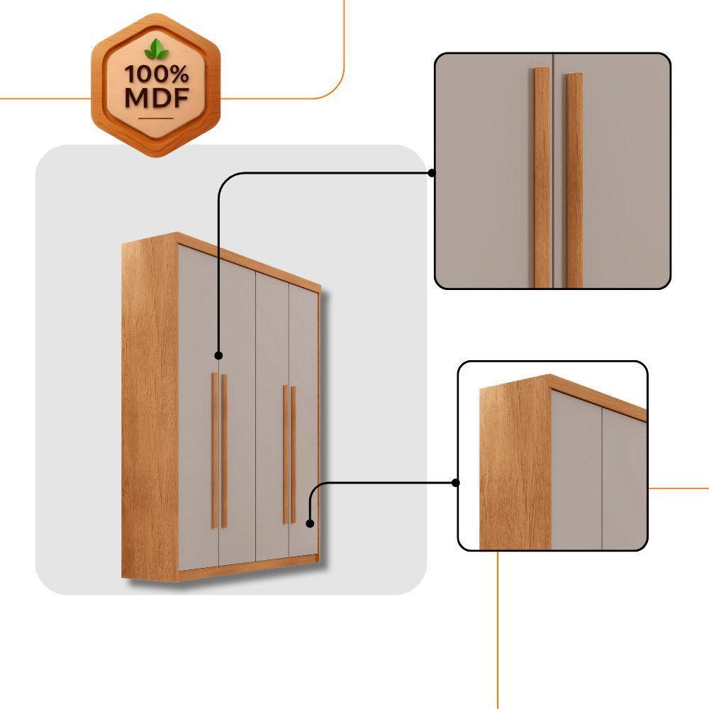 Guarda Roupa Solteiro Heros 4 Portas E 2 Gavetas Moderna Naturalle Off White - 5