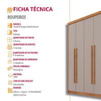 Guarda Roupa Solteiro Heros 4 Portas E 2 Gavetas Moderna Naturalle Off White - 6