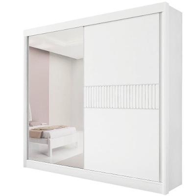 Guarda Roupa Titanium Ripado 2 Portas 6 Gavetas Com Espelho D Doro Branco/ripado
