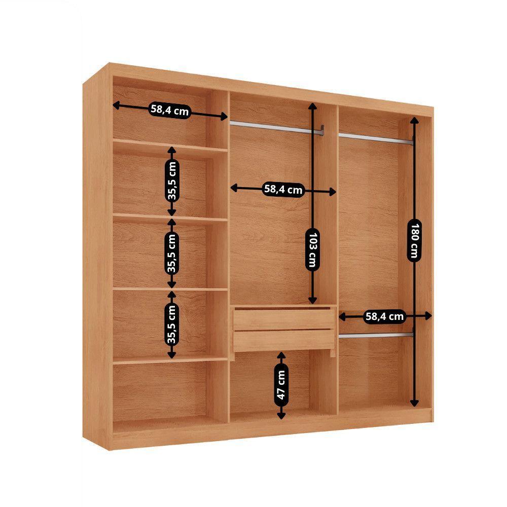 Guarda Roupa Casal Toronto 6 Portas 2 Gavetas Com Pés Moderna Naturalle Com Pés - 4