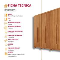 Guarda Roupa Casal Toronto 6 Portas 2 Gavetas Com Pés Moderna Naturalle Com Pés - 7