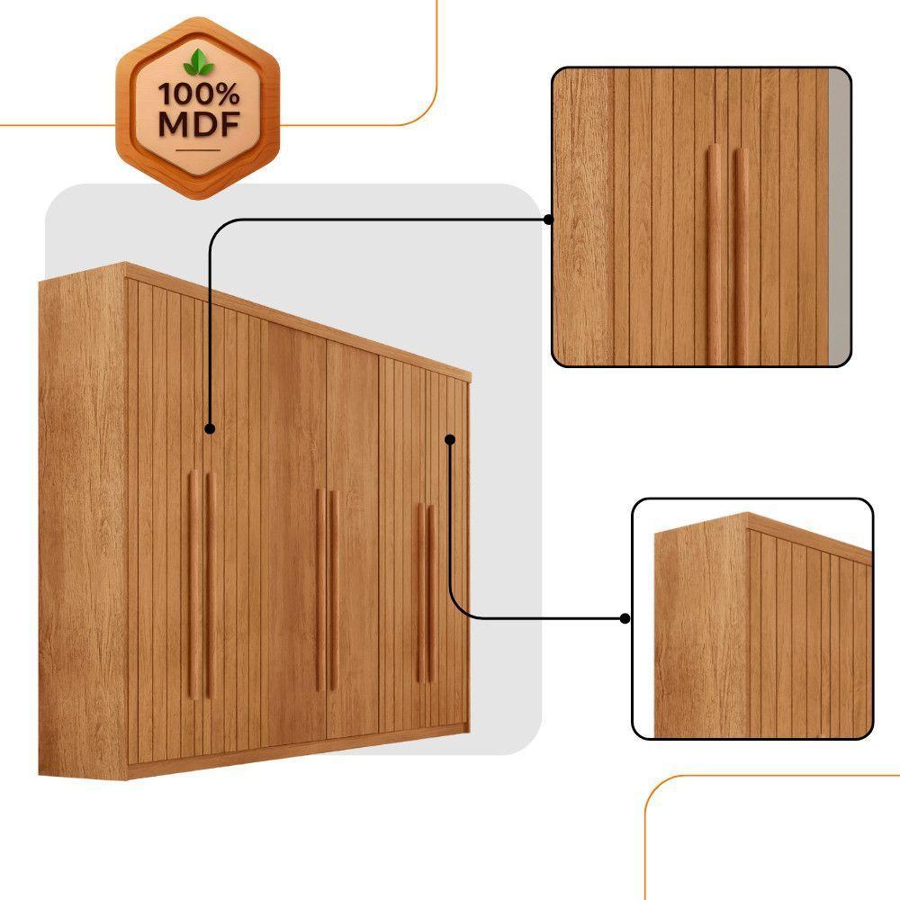 Guarda Roupa Casal Toronto Mdf 6 Portas 2 Gavetas Moderna Naturalle Sem Pés - 6