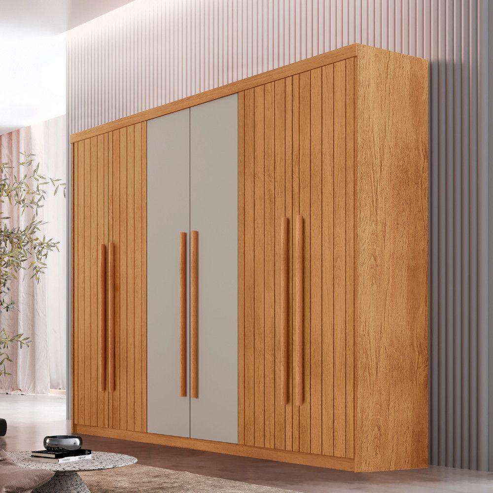 Guarda Roupa Casal Toronto Mdf 6 Portas 2 Gavetas Moderna Naturalle Off White Sem Pés - 1