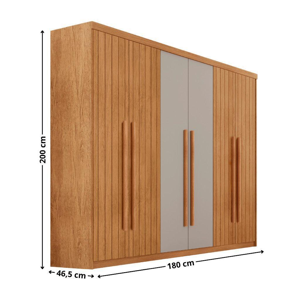 Guarda Roupa Casal Toronto Mdf 6 Portas 2 Gavetas Moderna Naturalle Off White Sem Pés - 3