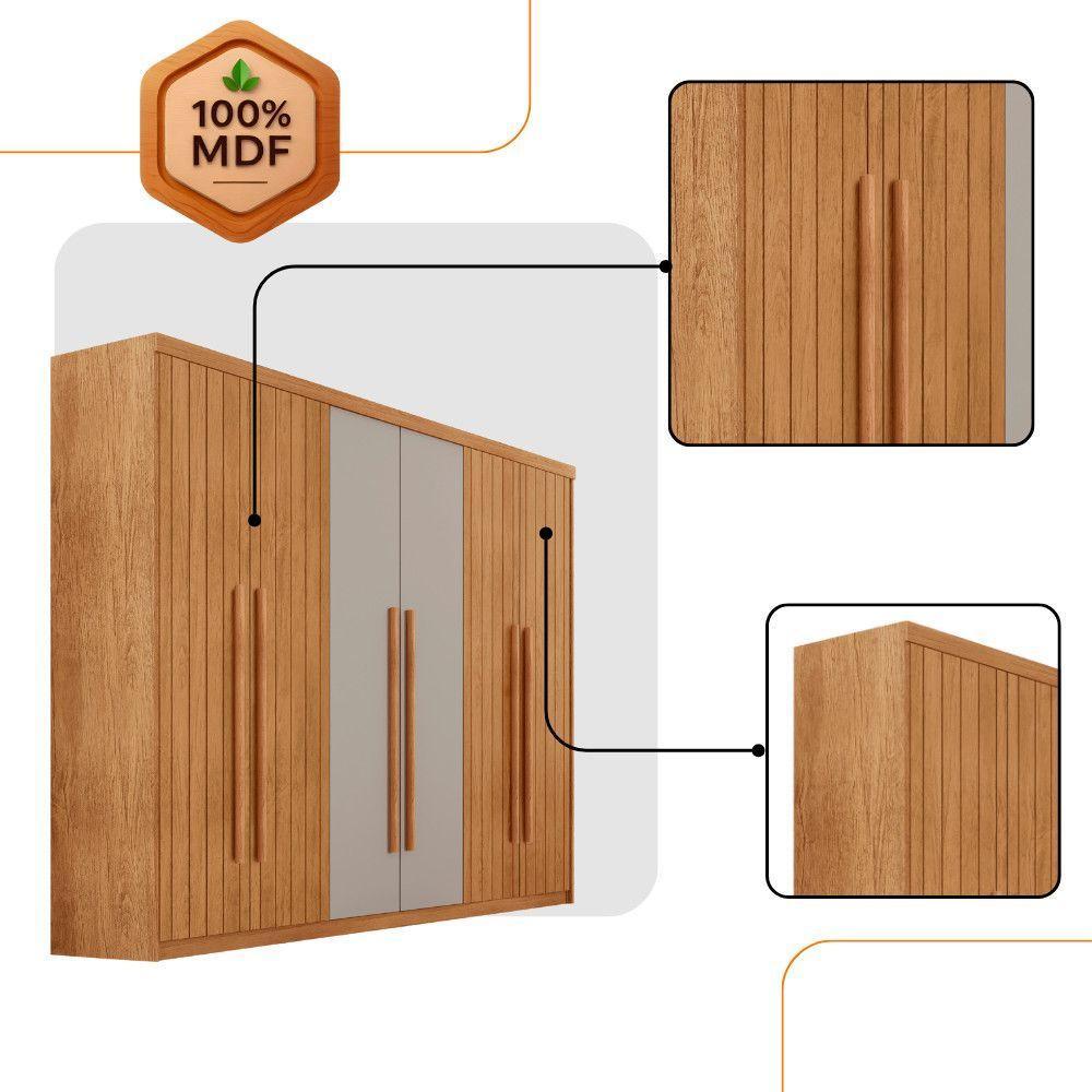 Guarda Roupa Casal Toronto Mdf 6 Portas 2 Gavetas Moderna Naturalle Off White Sem Pés - 6