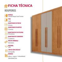 Guarda Roupa Casal Toronto Mdf 6 Portas 2 Gavetas Moderna Naturalle Off White Sem Pés - 7