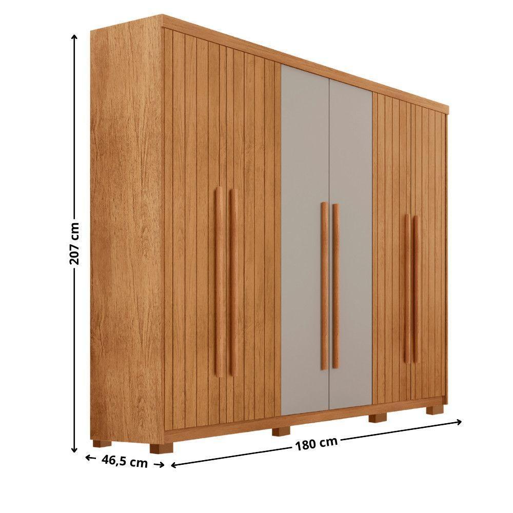 Guarda Roupa Casal Toronto 6 Portas 2 Gavetas Com Pés Moderna Naturalle Off White Com Pés - 3