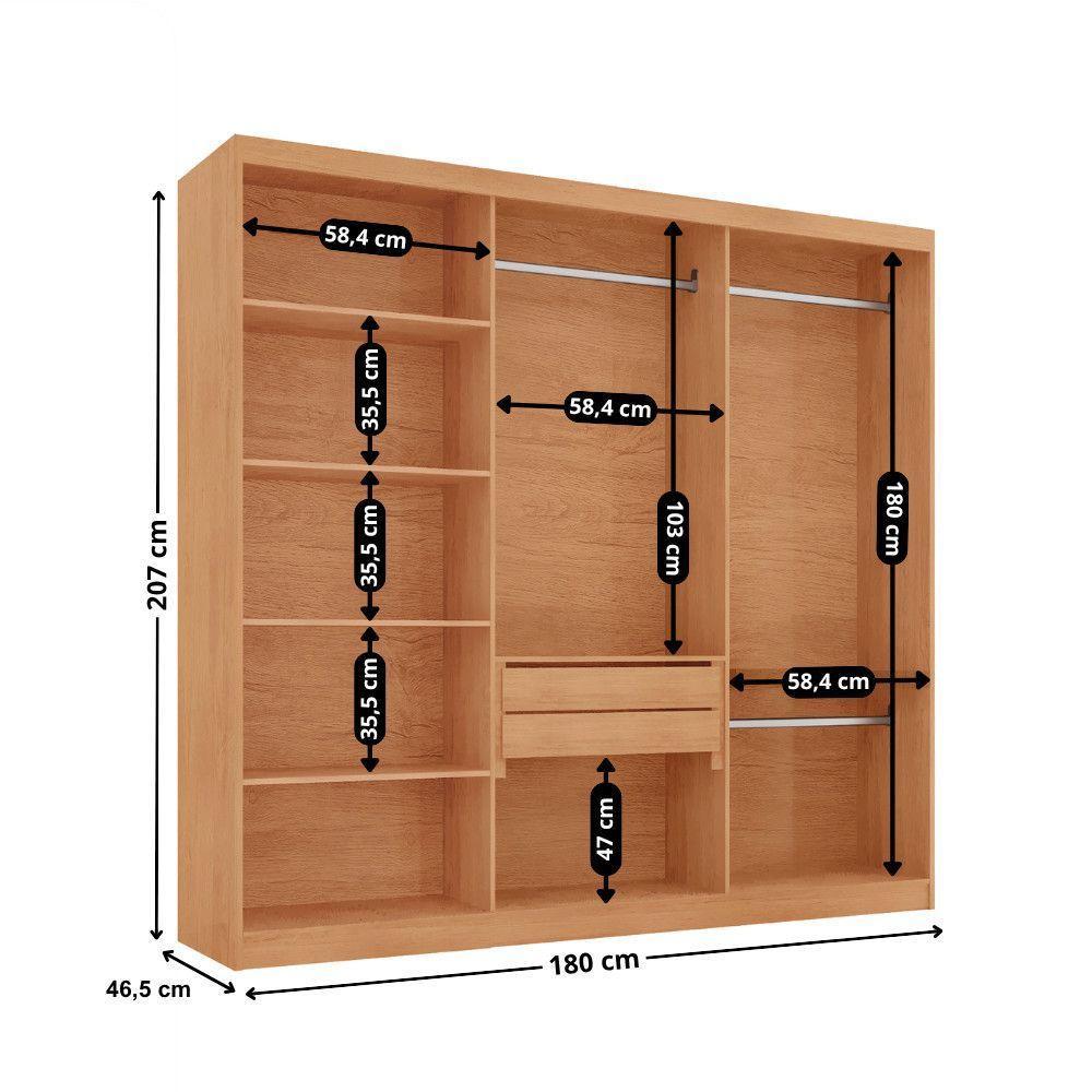 Guarda Roupa Casal Toronto 6 Portas 2 Gavetas Com Pés Moderna Naturalle Off White Com Pés - 4
