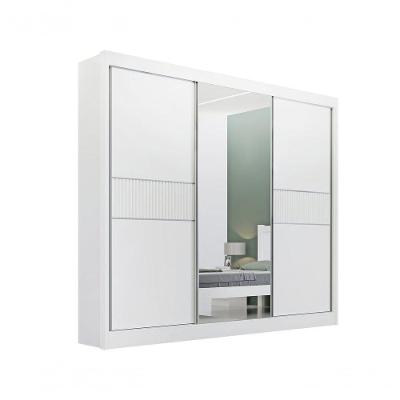 Guarda Roupa Cristal Casal 3 Portas Ripado 6 Gavetas Com Pés D Doro Branco/ripado
