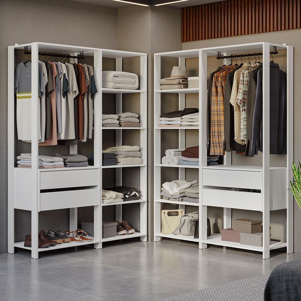 Guarda-roupa Closet Modulado 4 Gavetas 258 Cm Valencia Madesa 04 Branco - 1