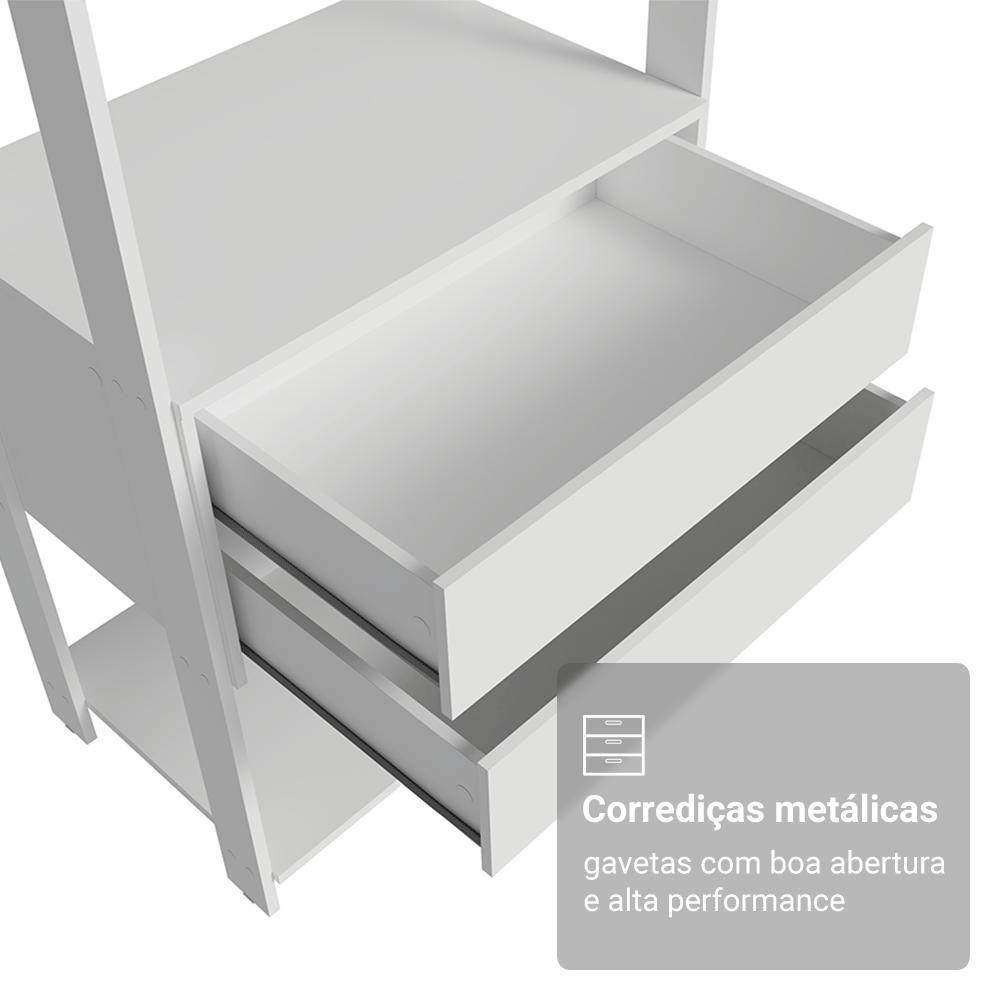 Guarda-roupa Closet Modulado 4 Gavetas 258 Cm Valencia Madesa 04 Branco - 5