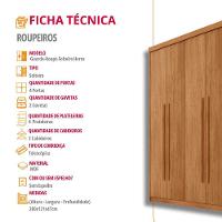 Guarda Roupa Solteiro Heros 4 Portas E 2 Gavetas Moderna Naturalle - 6