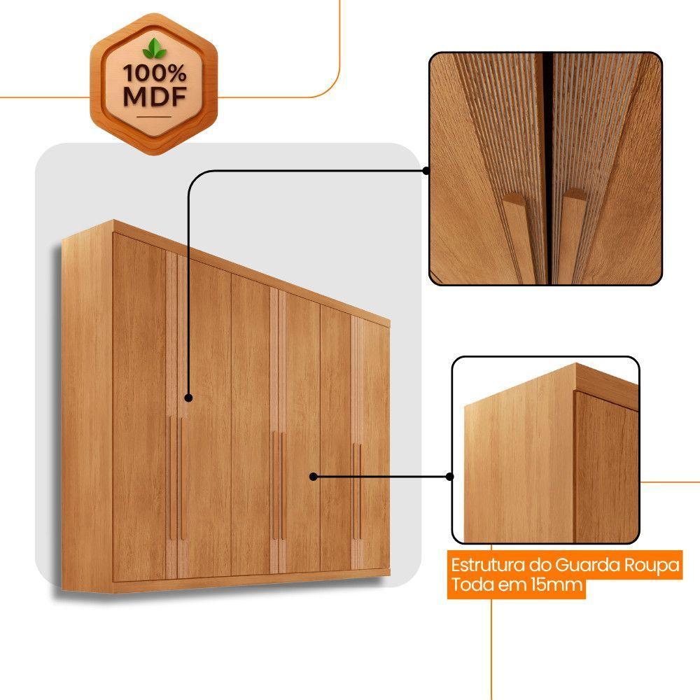 Guarda Roupa Casal San Miguel 6 Portas 6 Gavetas Rufato Naturalle - 5