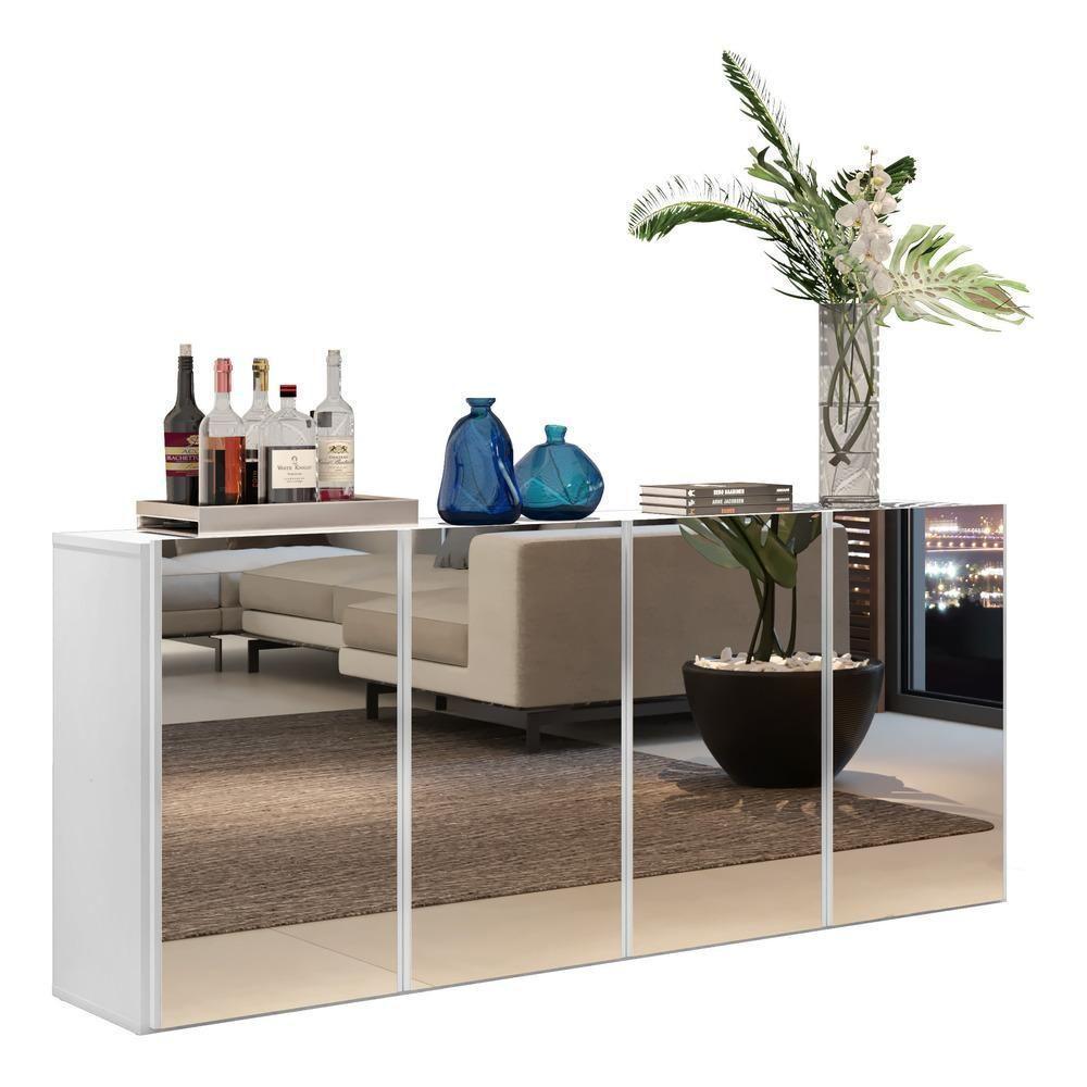 Aparador Buffet Com Espelho Multimóveis 4 Portas Branco - 3