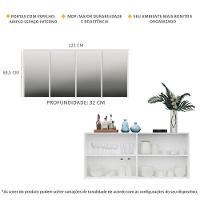 Aparador Buffet Com Espelho Multimóveis 4 Portas Branco - 7