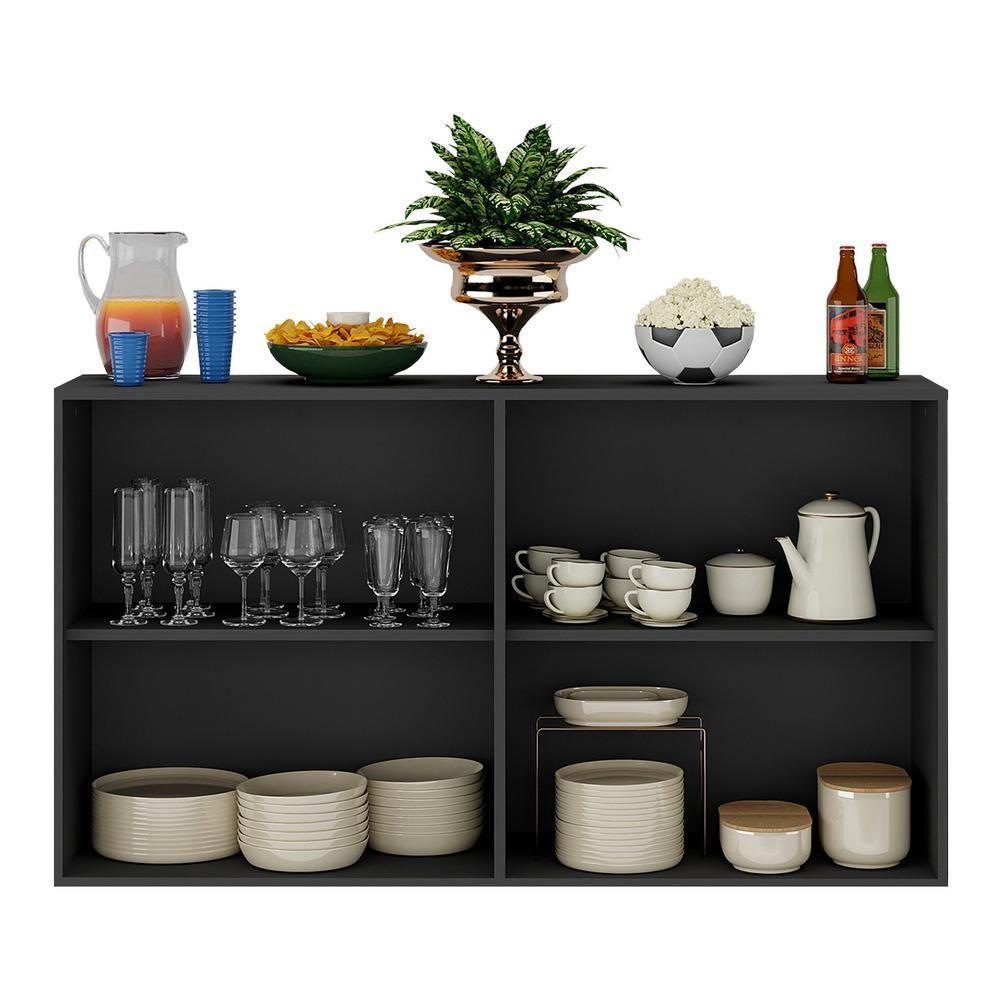 Aparador Buffet 4 Portas Suspenso Alemanha Br3594 Preto - 3