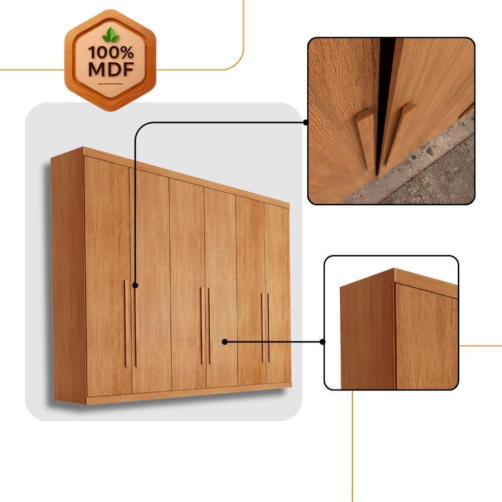 Guarda Roupa Casal Encanto 100% Mdf 6 Portas E 4 Gavetas Ruf Naturalle - 5