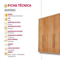 Guarda Roupa Casal Encanto 100% Mdf 6 Portas E 4 Gavetas Ruf Naturalle - 6