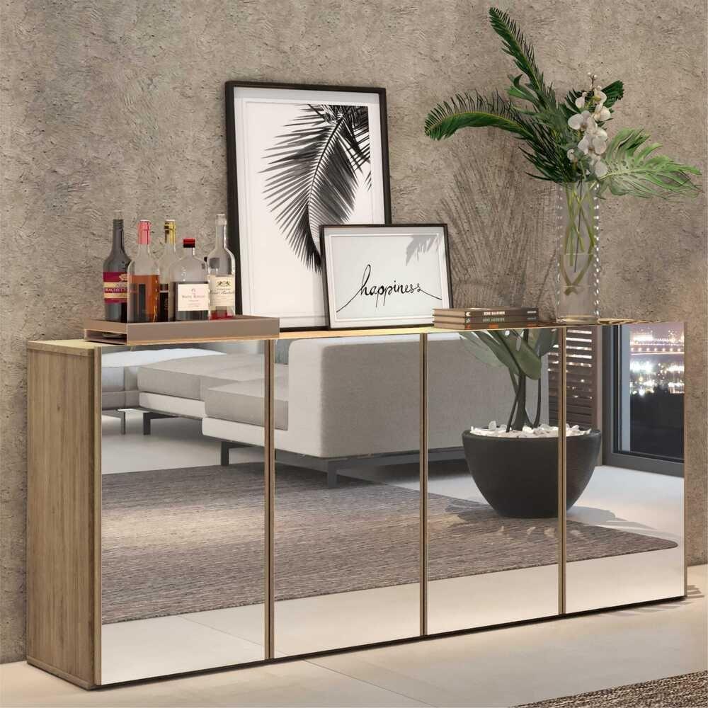 Aparador Buffet Com Espelho Multimóveis 4 Portas Rustic - 7