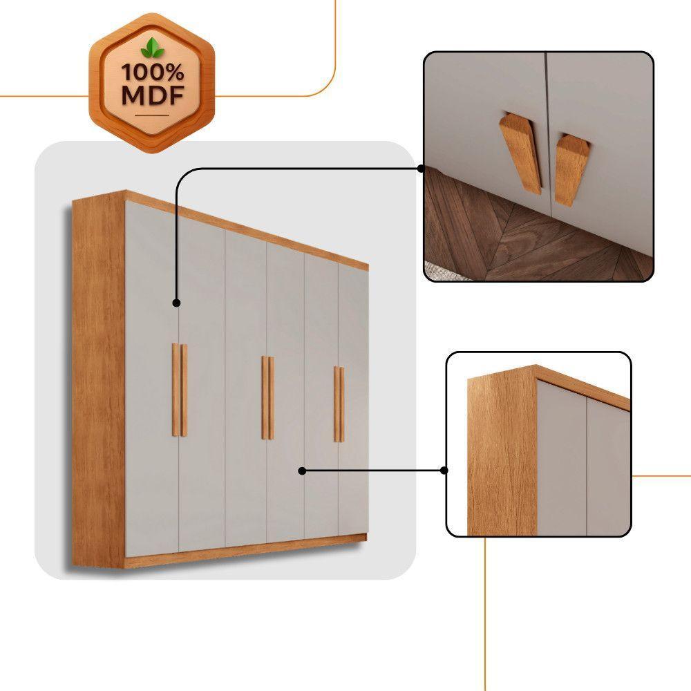 Guarda Roupa Casal Hera 6 Portas Rufato Naturalle Off White - 5