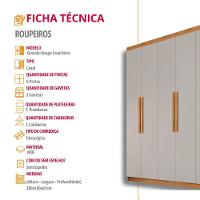 Guarda Roupa Casal Hera 6 Portas Rufato Naturalle Off White - 6